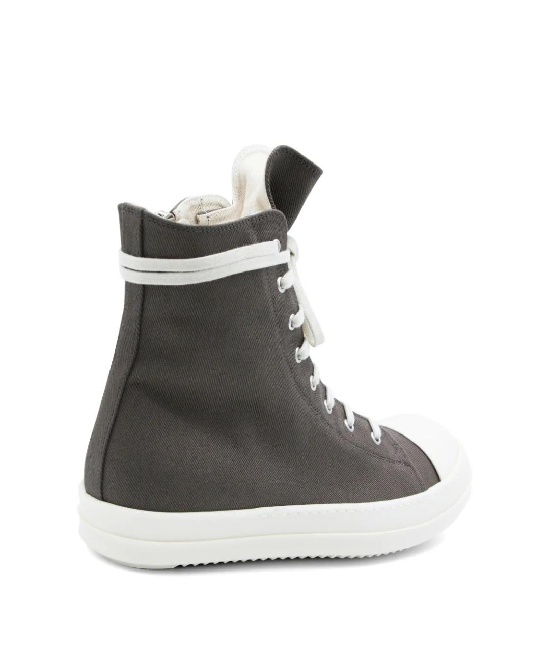 RICK OWENS DRKSHDW Серые текстильные высокие кроссовки / кеды, фото 3
