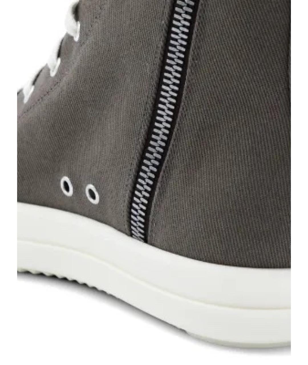 RICK OWENS DRKSHDW Серые текстильные высокие кроссовки / кеды, фото 4