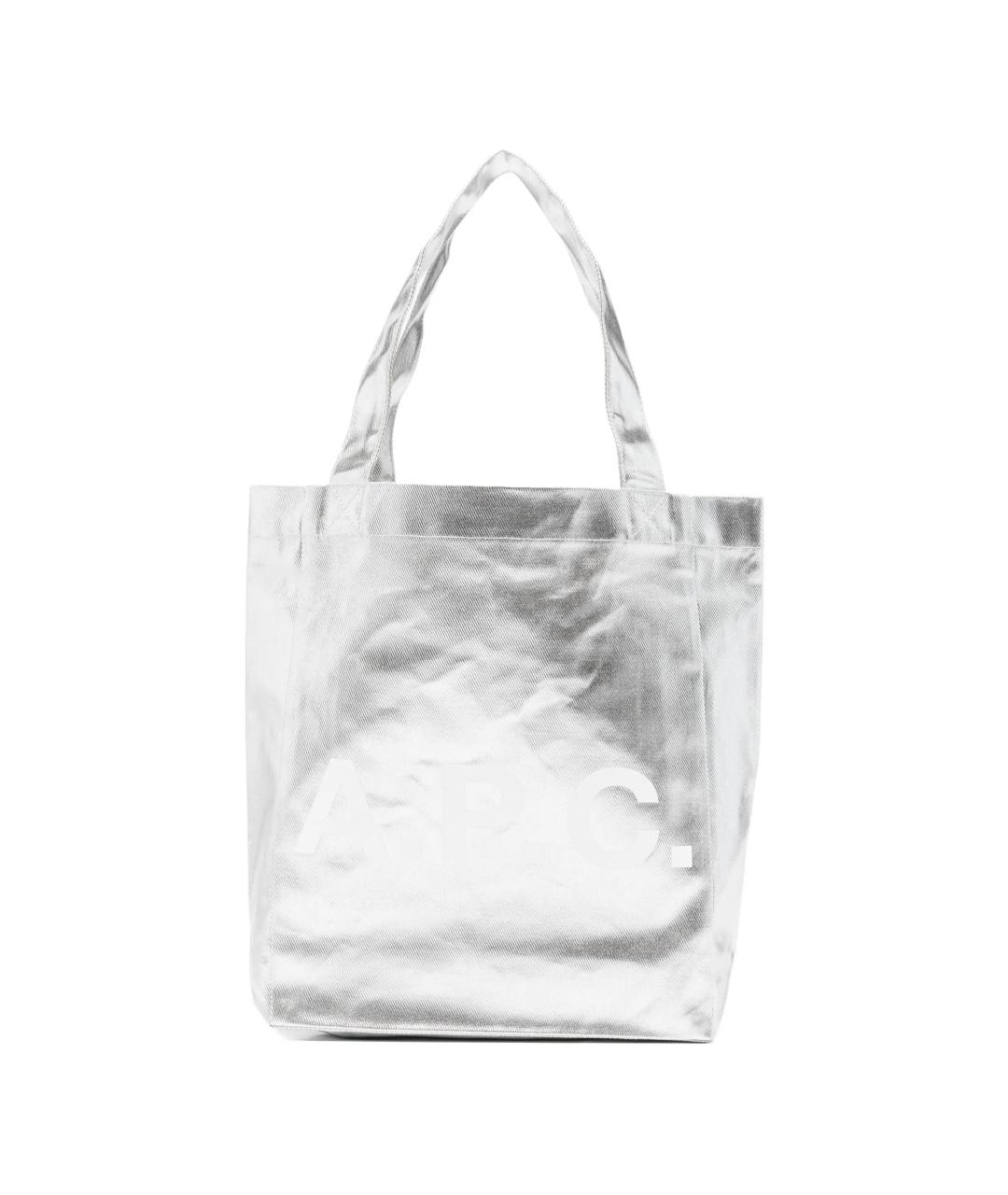 A.P.C. Серебряная хлопковая сумка тоут, фото 1