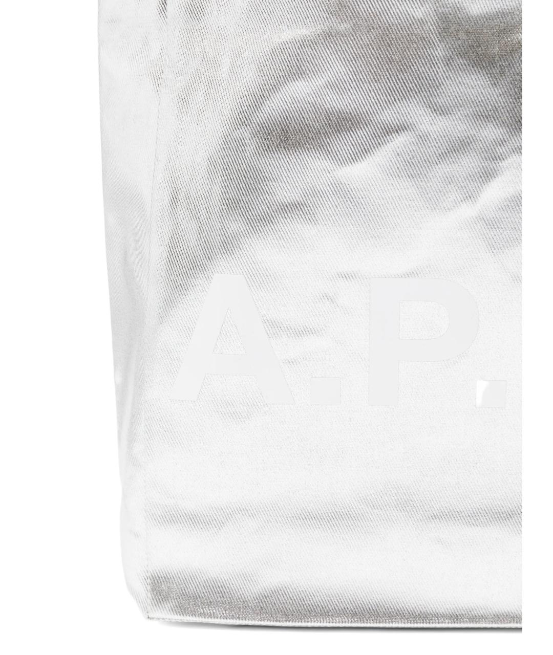 A.P.C. Серебряная хлопковая сумка тоут, фото 4