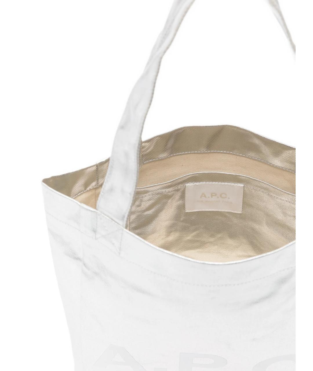 A.P.C. Серебряная хлопковая сумка тоут, фото 5