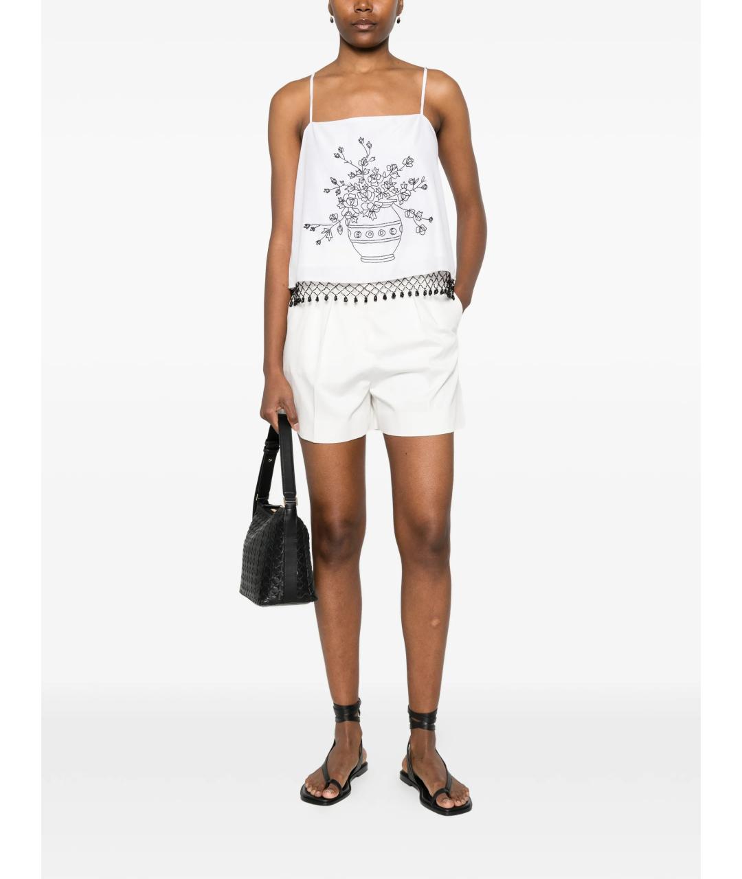 MAX MARA Белые хлопковые шорты, фото 2