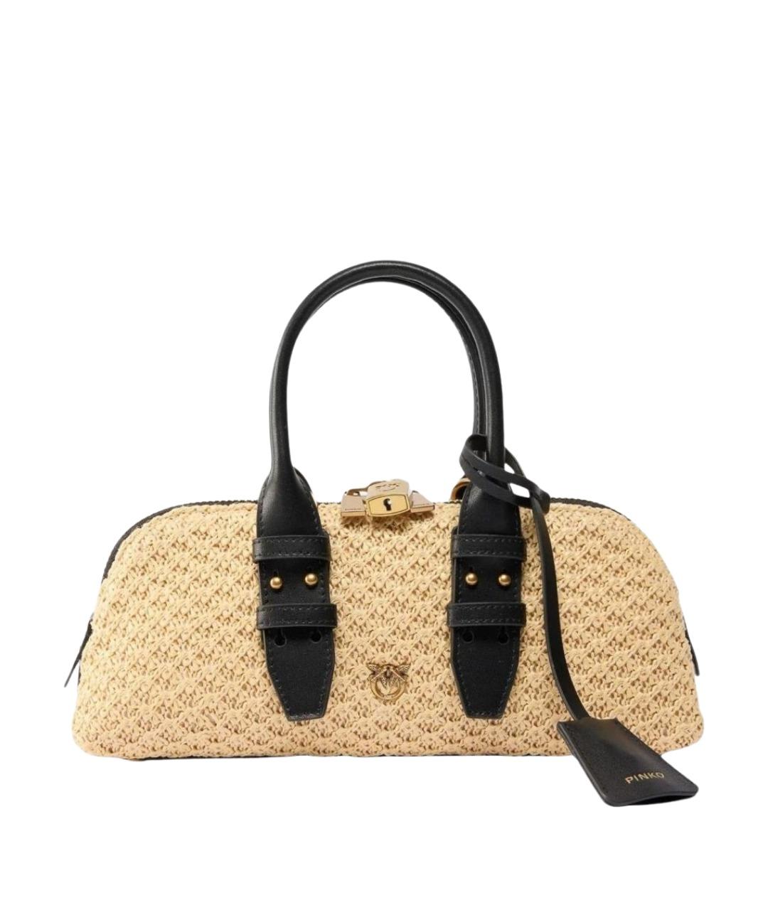 PINKO Бежевая пелетеная сумка тоут, фото 1