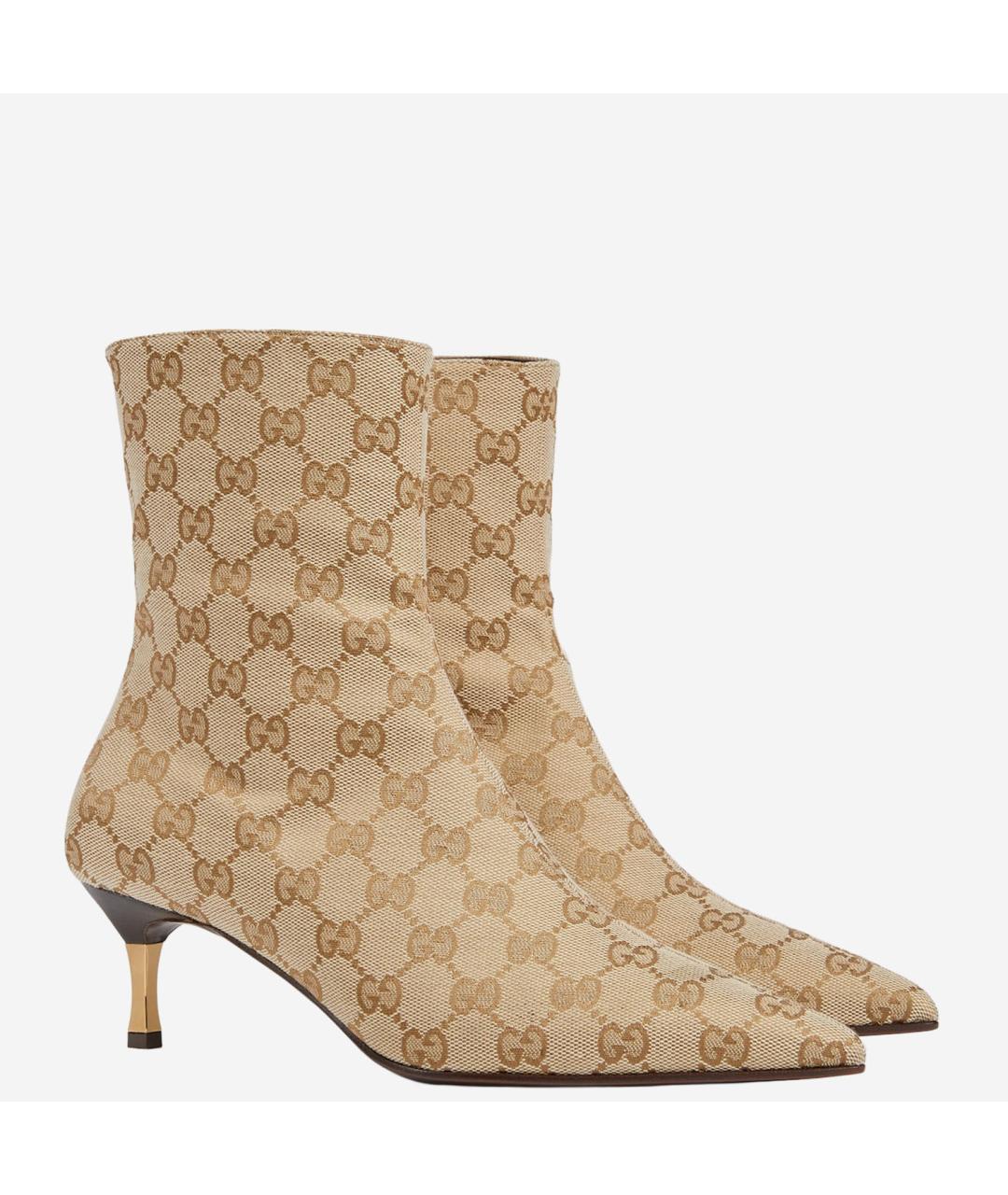 GUCCI Бежевые текстильные полусапоги, фото 2