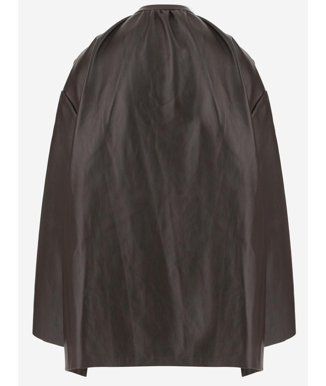 NICCOLO PASQUALETTI Коричневое кожаное пальто, фото 2