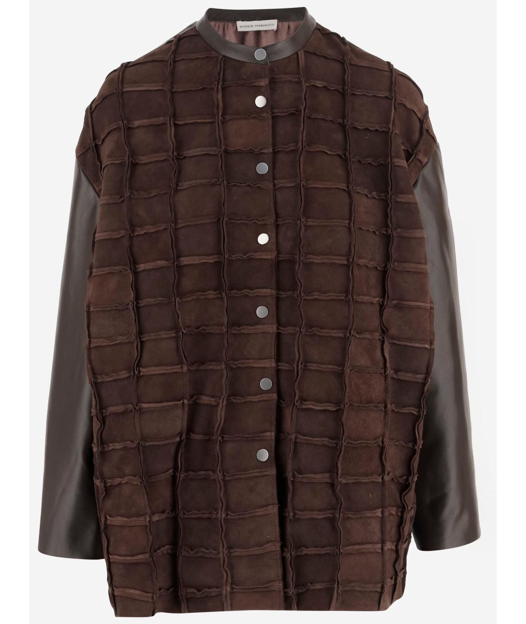 NICCOLO PASQUALETTI Коричневое кожаное пальто, фото 1