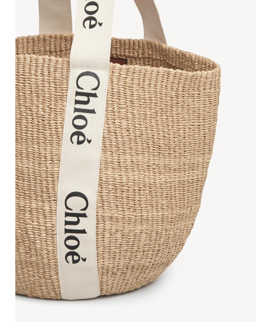 CHLOE Бежевая пелетеная сумка тоут, фото 4