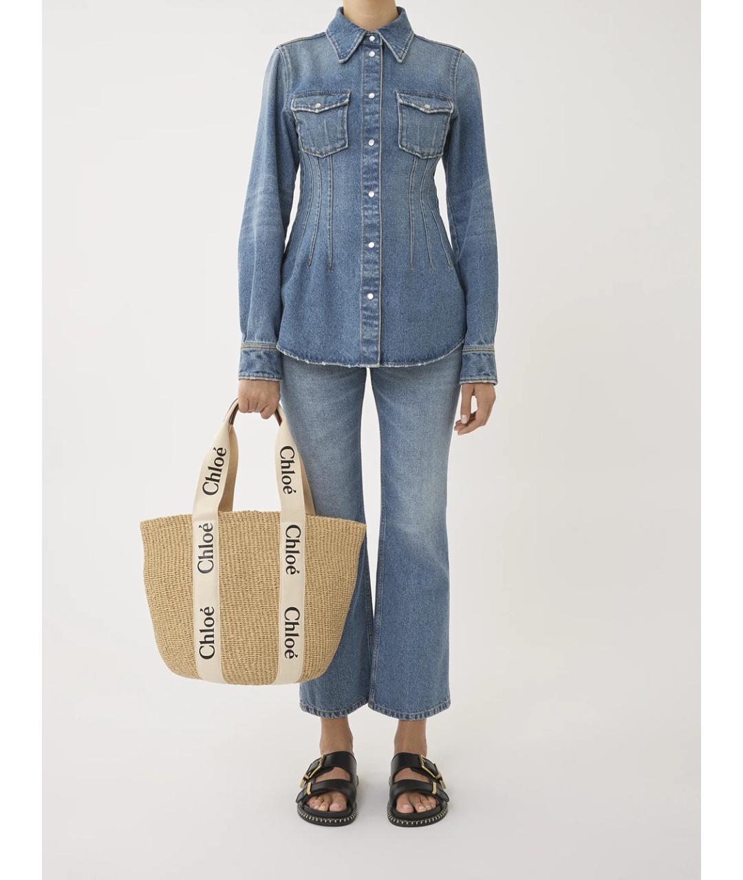 CHLOE Бежевая пелетеная сумка тоут, фото 7