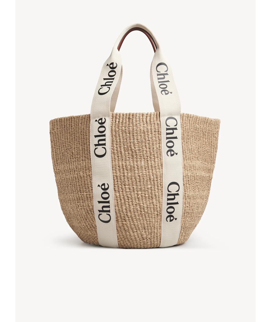 CHLOE Бежевая пелетеная сумка тоут, фото 5