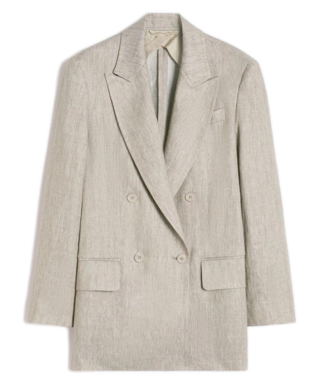 MAX MARA Бежевый льняной жакет/пиджак, фото 1