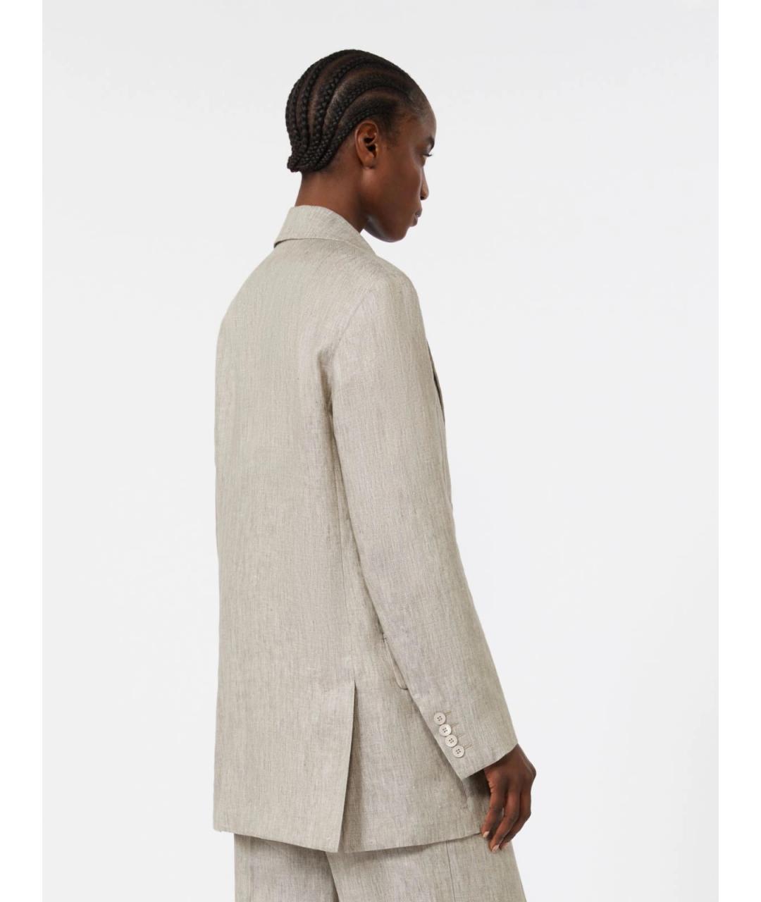 MAX MARA Бежевый льняной жакет/пиджак, фото 4