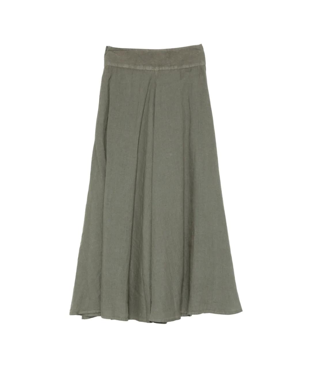120% LINO Зеленая льняная юбка миди, фото 2