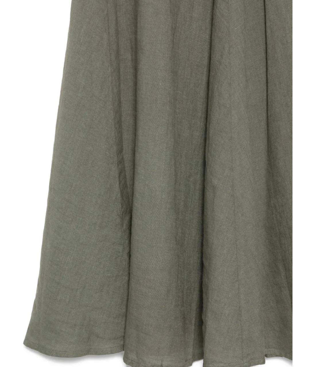 120% LINO Зеленая льняная юбка миди, фото 3