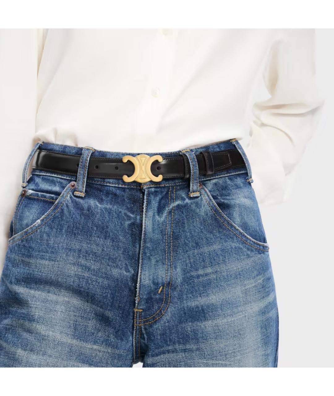 CELINE Черный кожаный ремень, фото 3