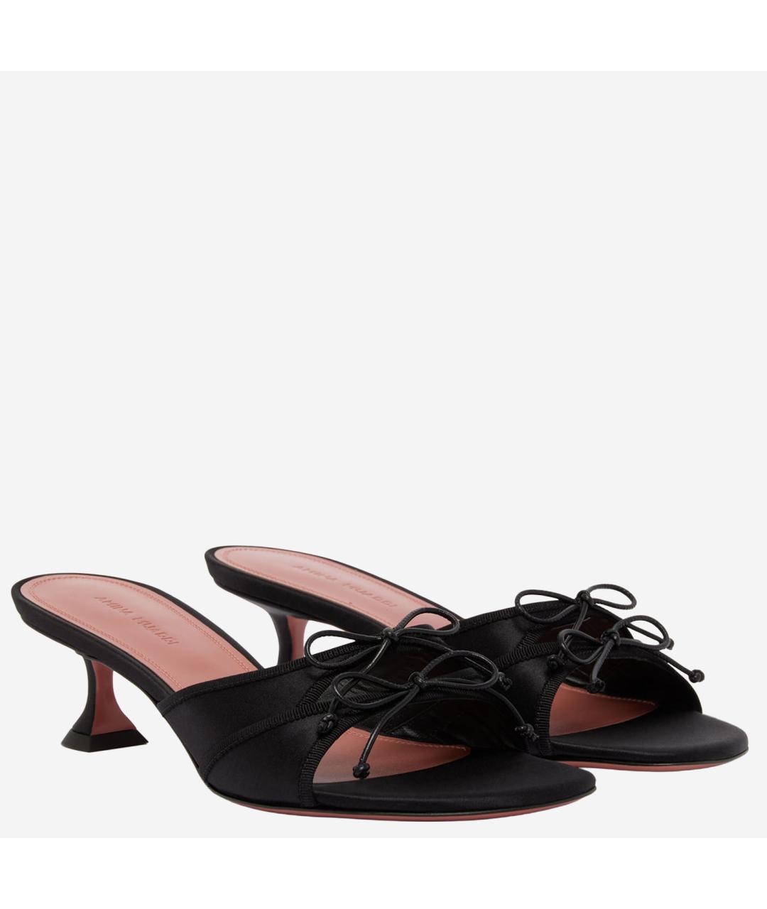 Amina Muaddi Черные текстильные мюли, фото 3