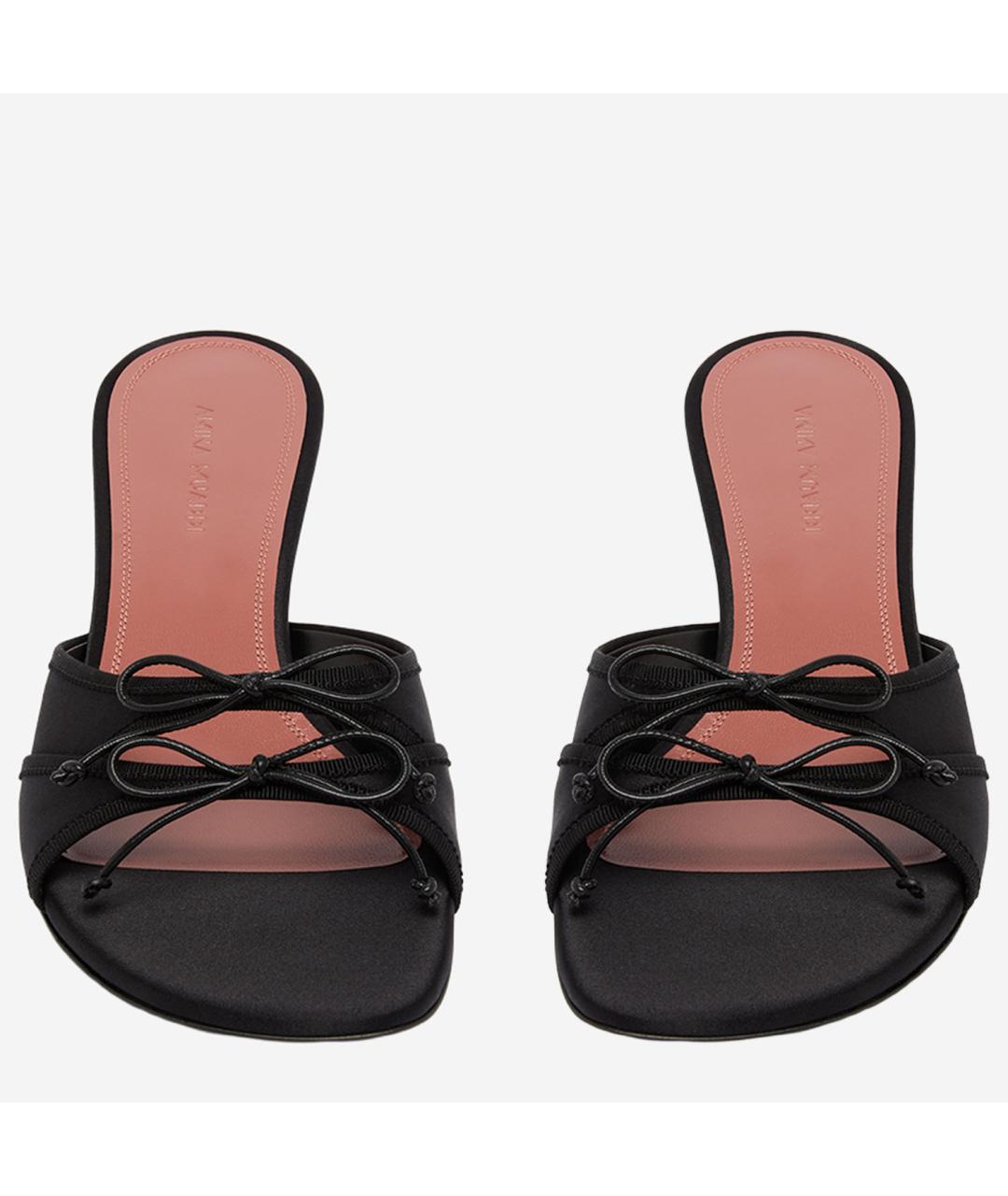 Amina Muaddi Черные текстильные мюли, фото 2