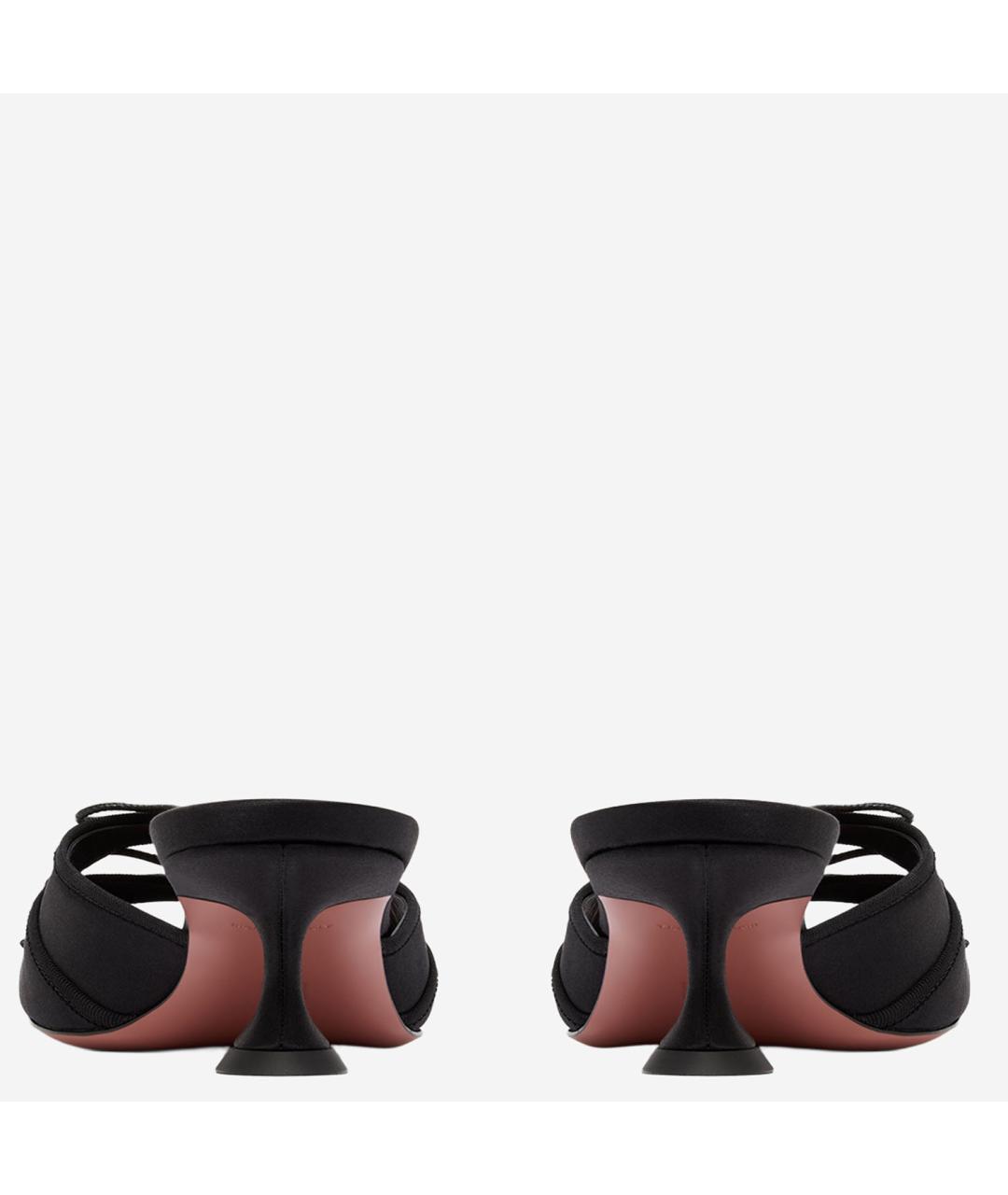 Amina Muaddi Черные текстильные мюли, фото 4