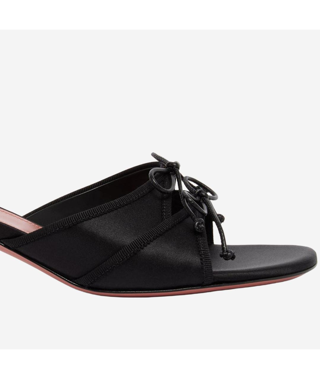 Amina Muaddi Черные текстильные мюли, фото 5