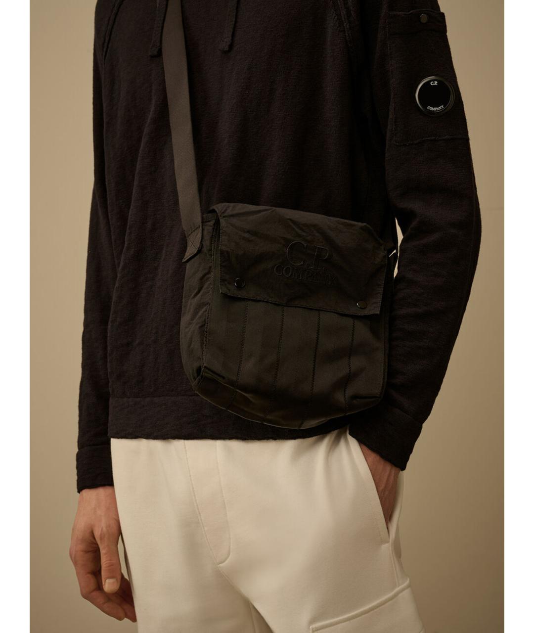 CP COMPANY Черная тканевая сумка на плечо, фото 3
