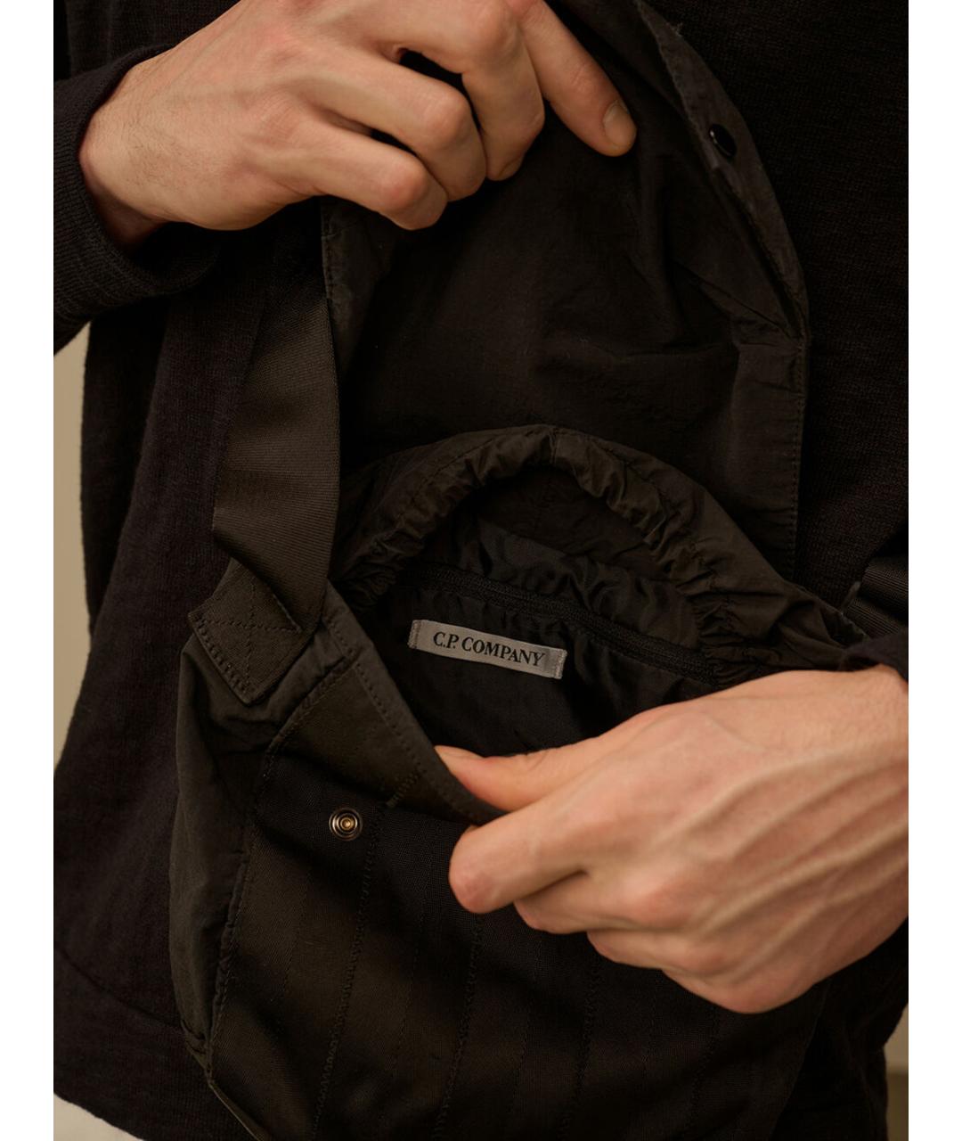 CP COMPANY Черная тканевая сумка на плечо, фото 4