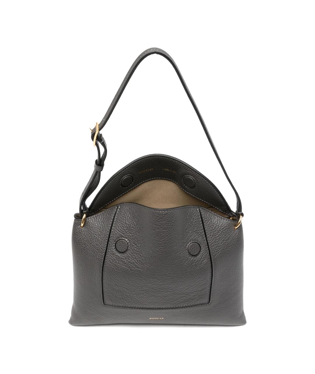 WANDLER Серая кожаная сумка через плечо, фото 5