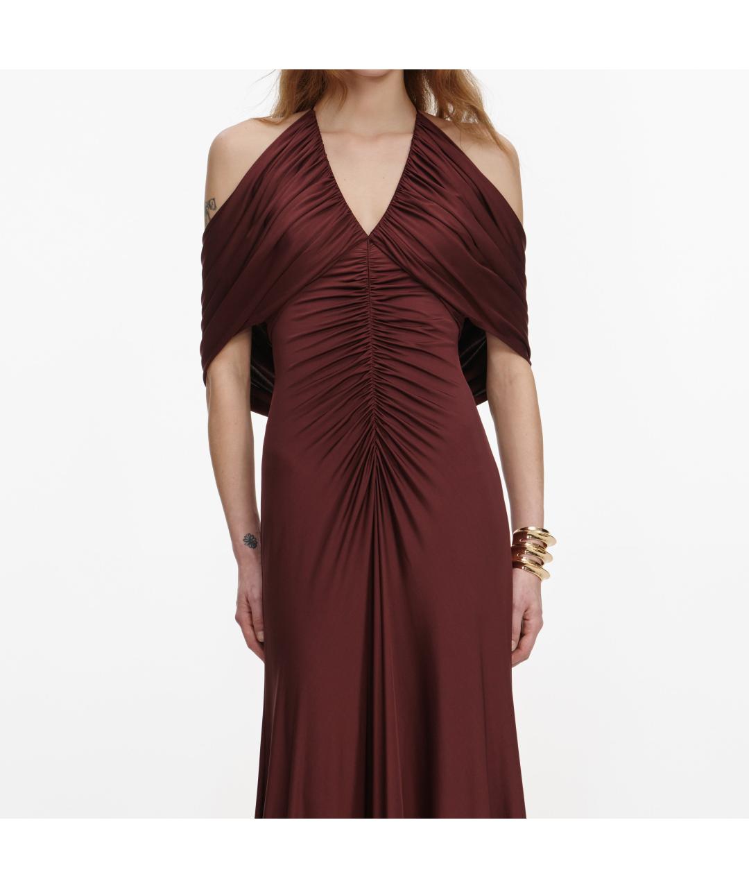 SELF-PORTRAIT Коричневое вискозное вечернее платье, фото 4