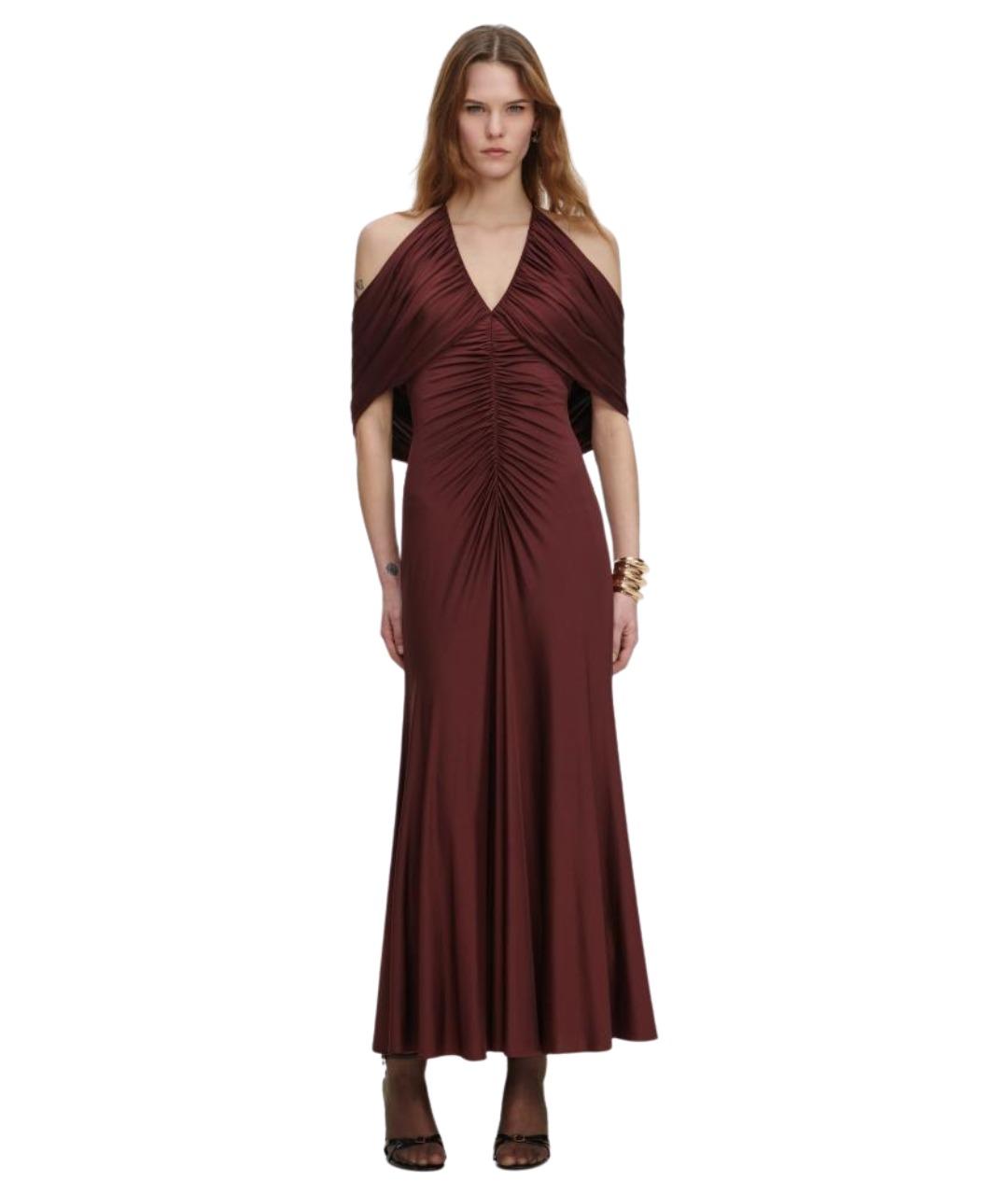 SELF-PORTRAIT Коричневое вискозное вечернее платье, фото 1