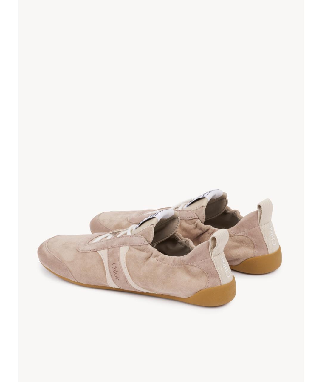 CHLOE Бежевые кожаные кроссовки, фото 6