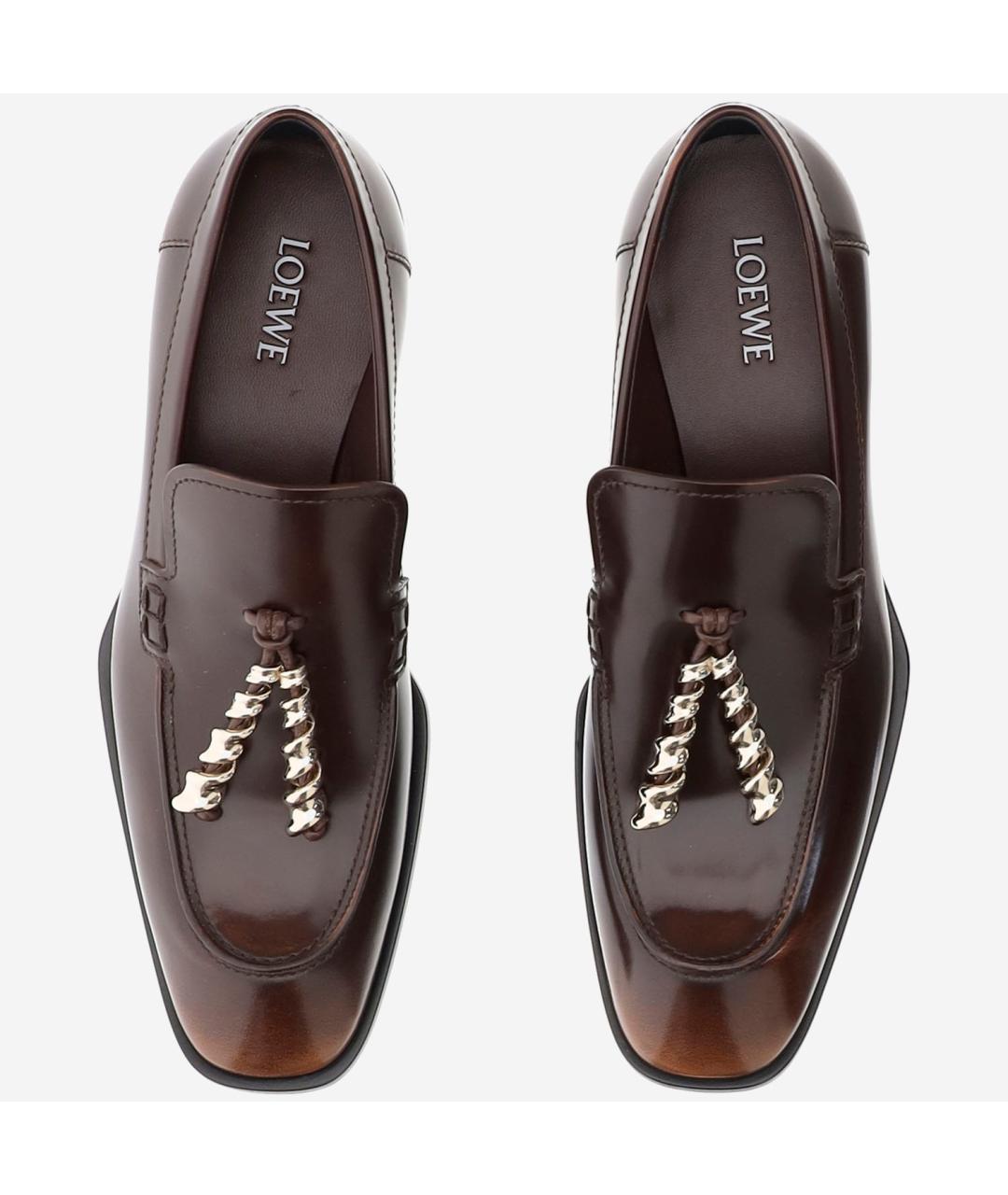 LOEWE Коричневые кожаные лоферы, фото 2