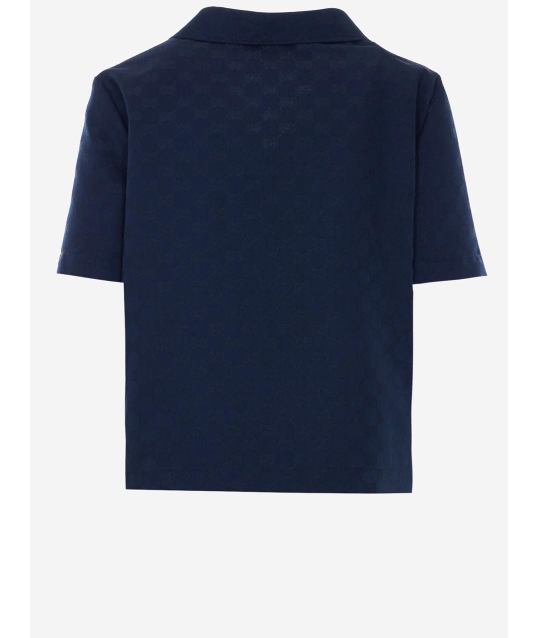 GUCCI Синяя полиэстеровая футболка, фото 2
