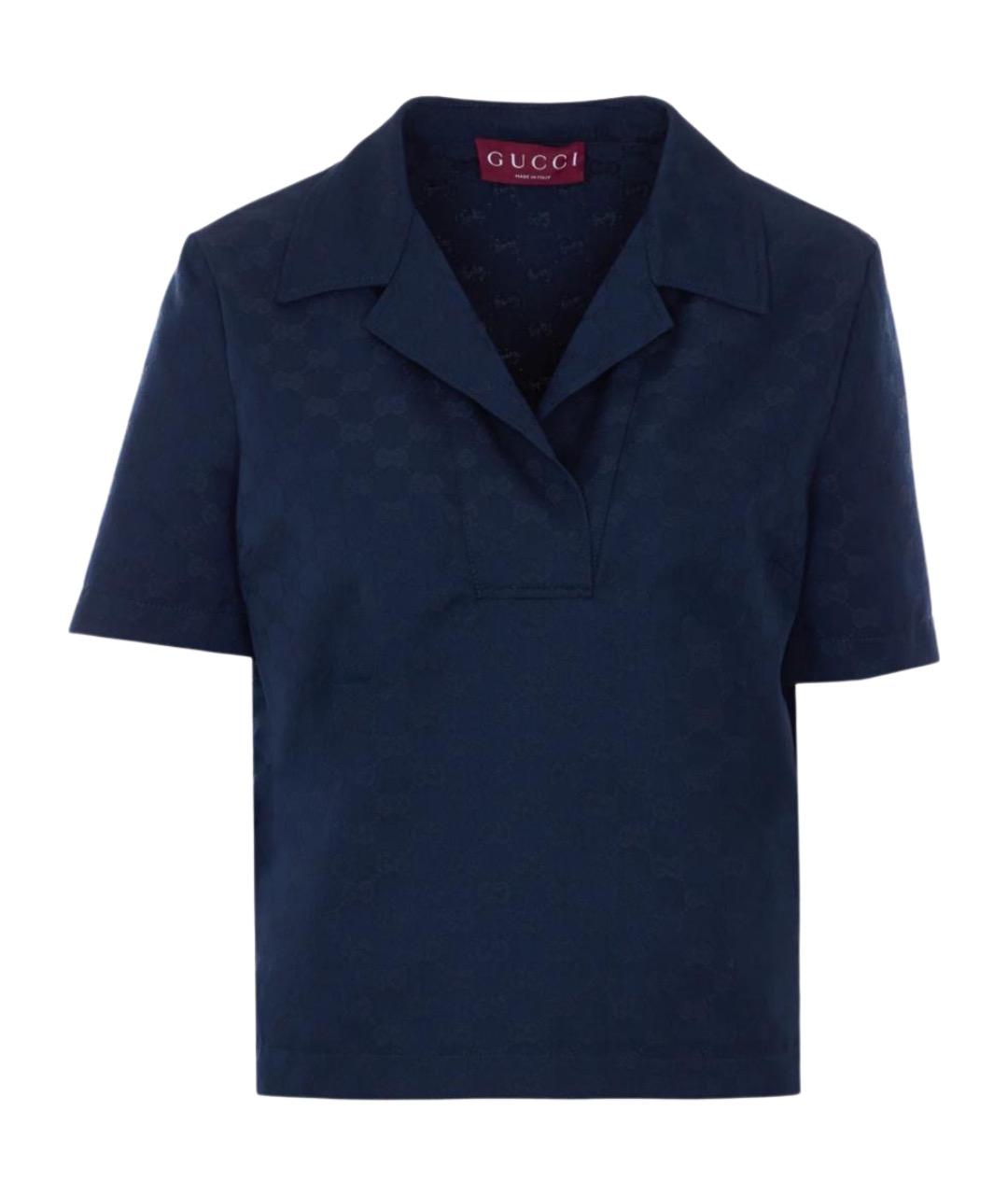 GUCCI Синяя полиэстеровая футболка, фото 1