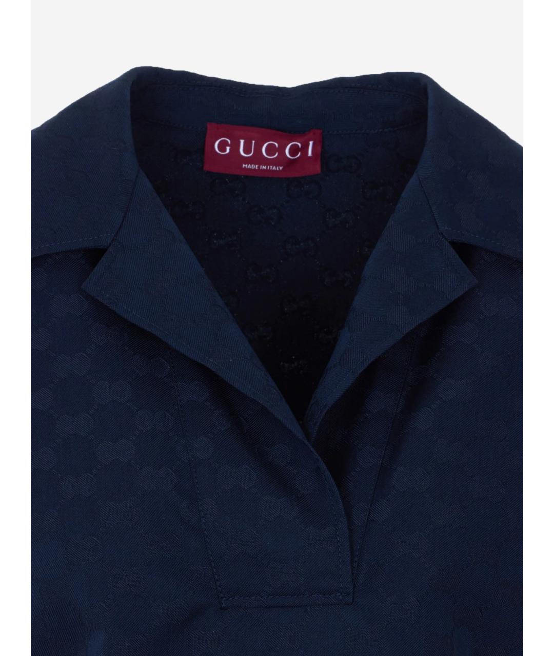 GUCCI Синяя полиэстеровая футболка, фото 3