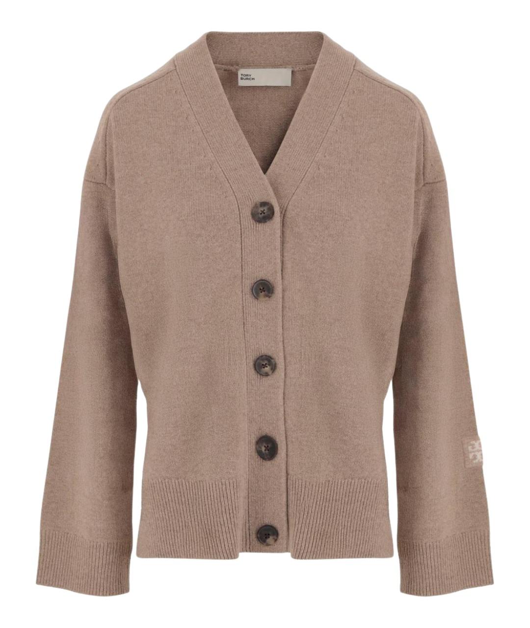 TORY BURCH Бежевый шерстяной кардиган, фото 1