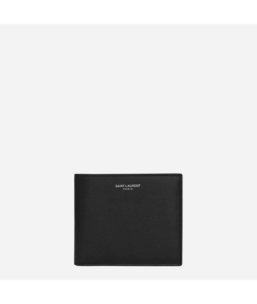 SAINT LAURENT Черный кожаный кошелек, фото 5