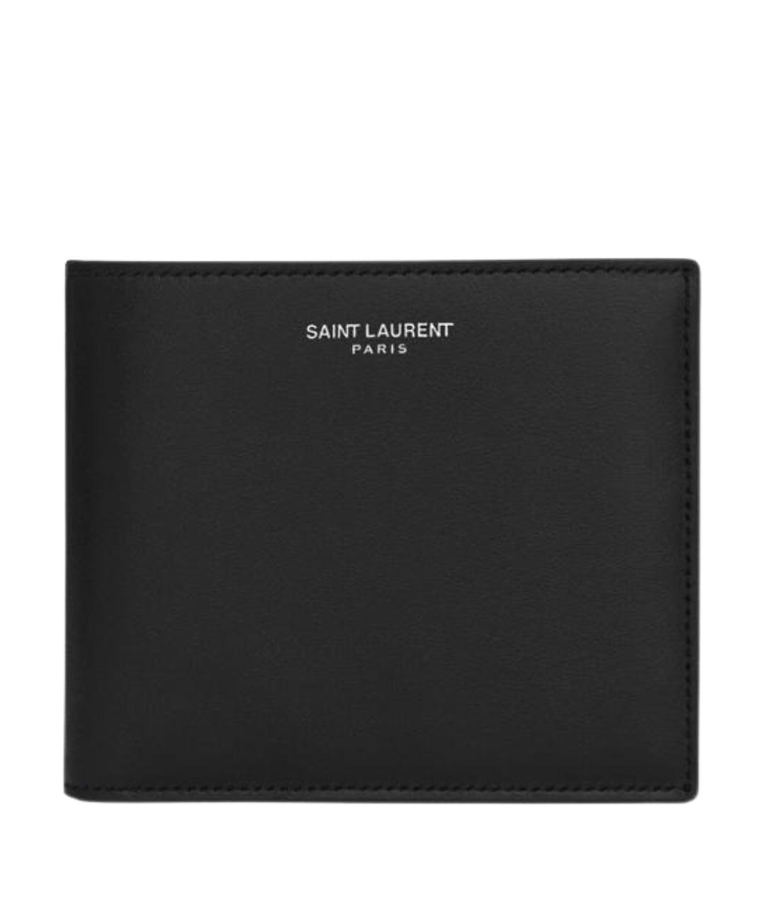 SAINT LAURENT Черный кожаный кошелек, фото 1