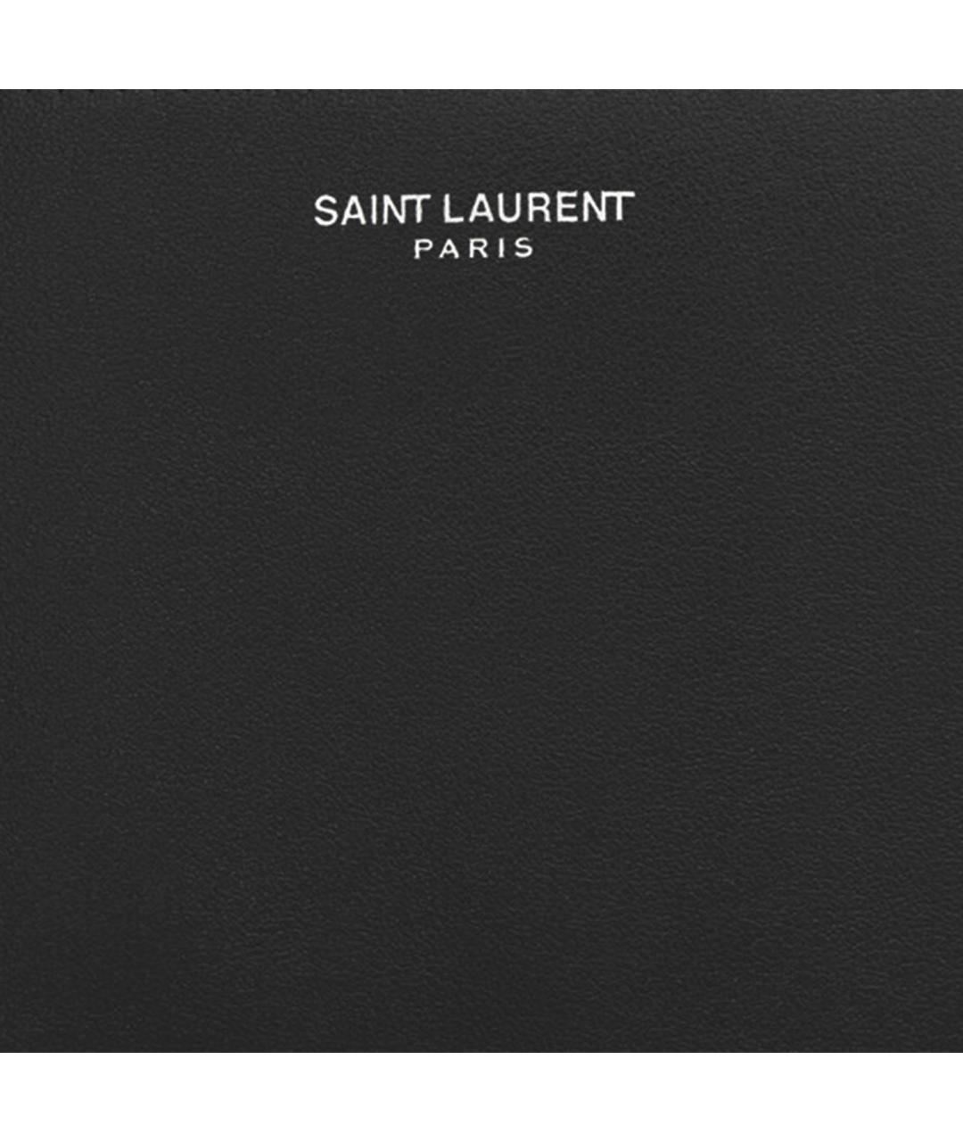 SAINT LAURENT Черный кожаный кошелек, фото 4