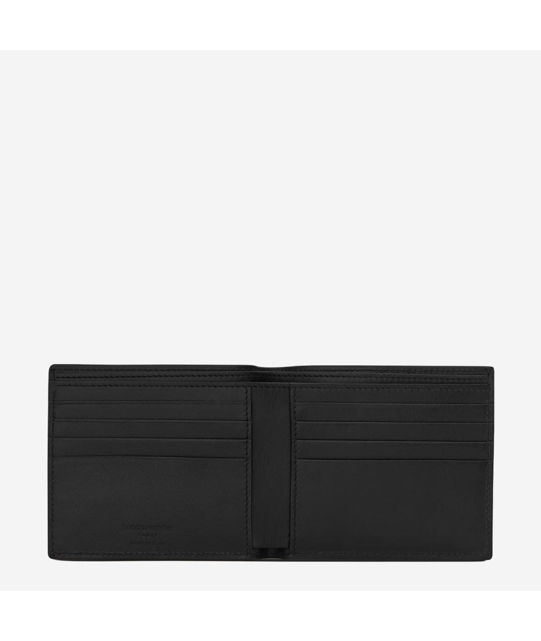 SAINT LAURENT Черный кожаный кошелек, фото 2