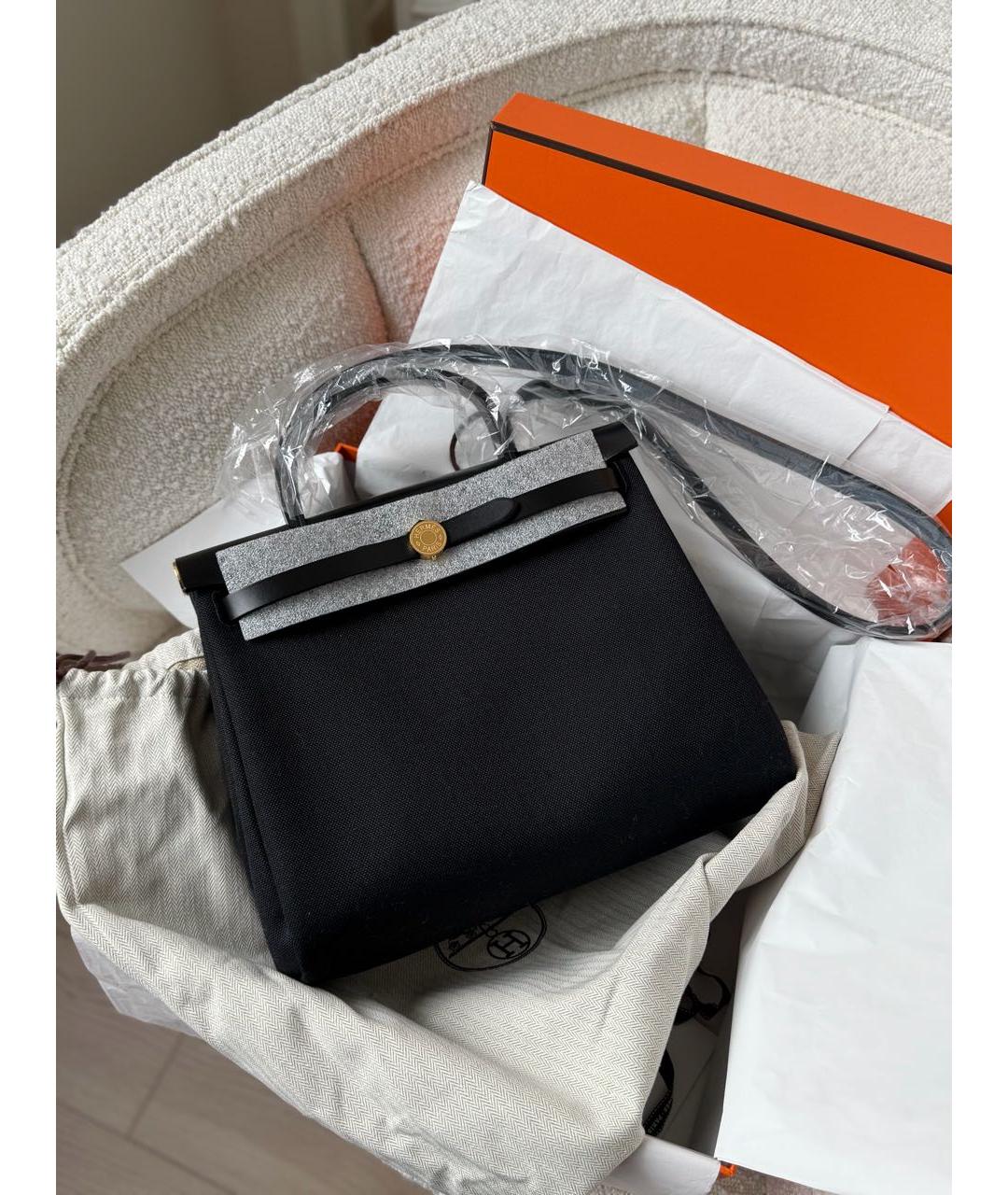 HERMES Черная тканевая сумка через плечо, фото 4