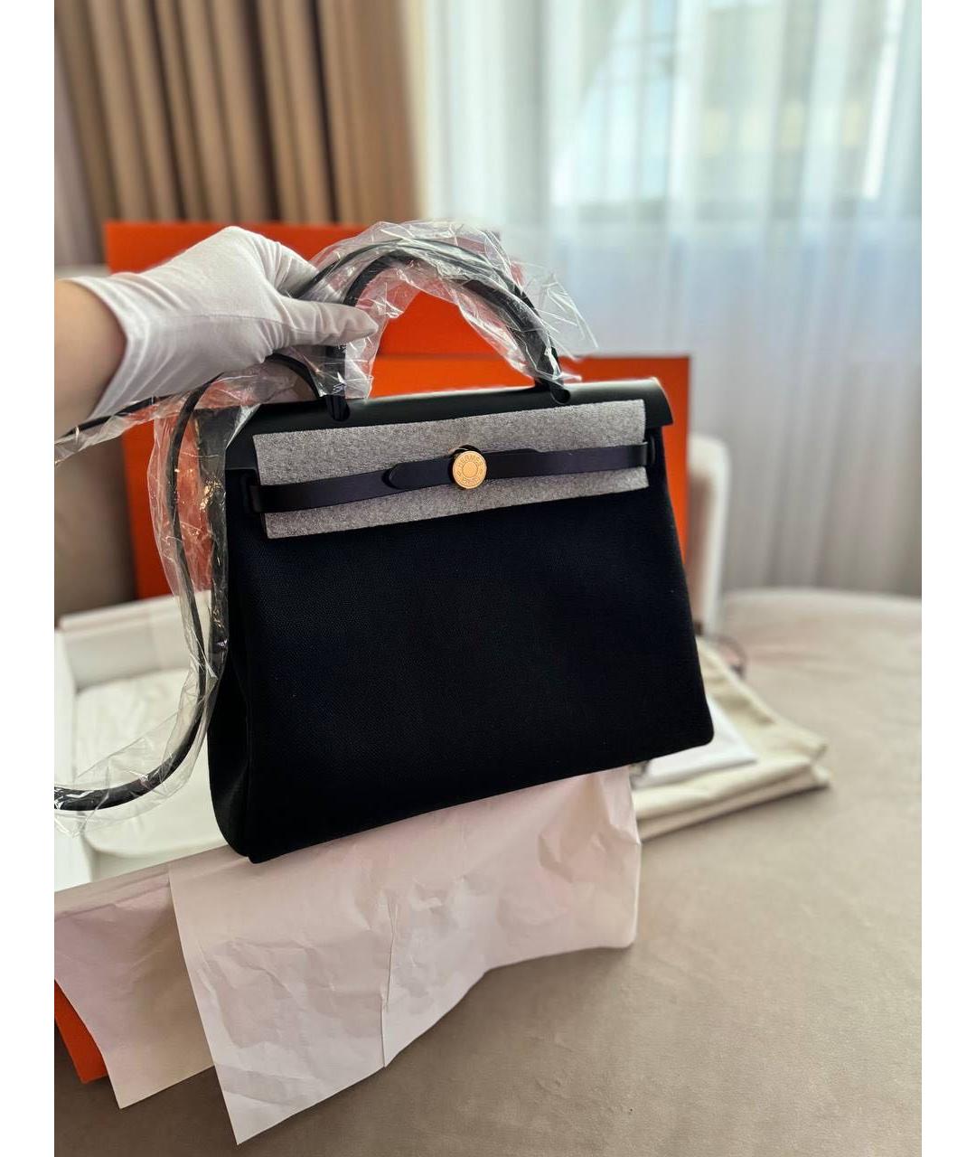 HERMES Черная тканевая сумка через плечо, фото 5