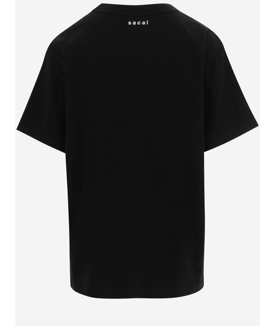 SACAI Черная хлопковая футболка, фото 2