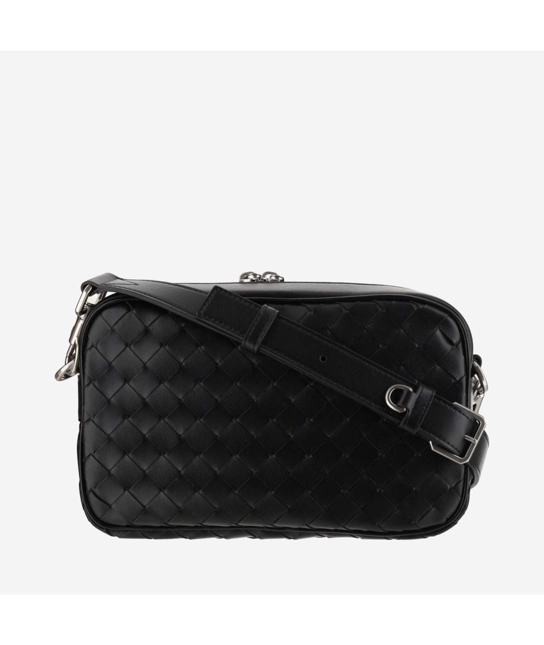 BOTTEGA VENETA Черная кожаная сумка на плечо, фото 5