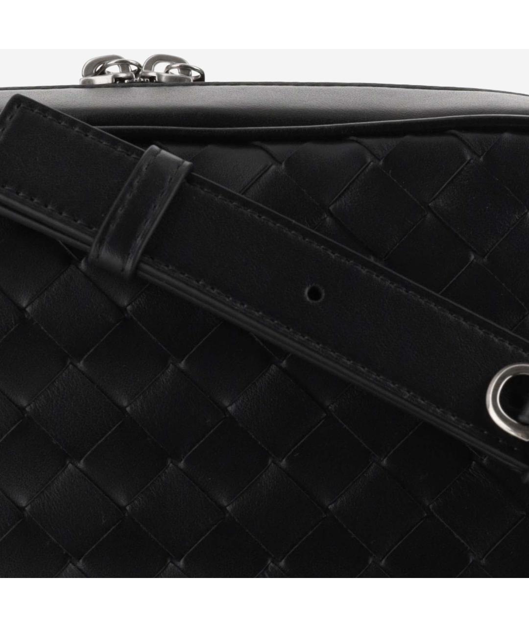 BOTTEGA VENETA Черная кожаная сумка на плечо, фото 4