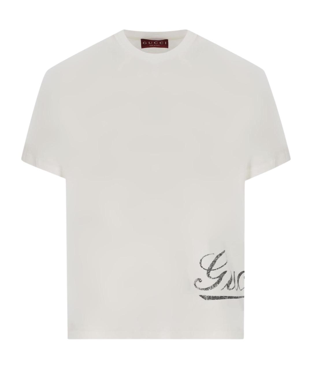 GUCCI Белая хлопковая футболка, фото 1