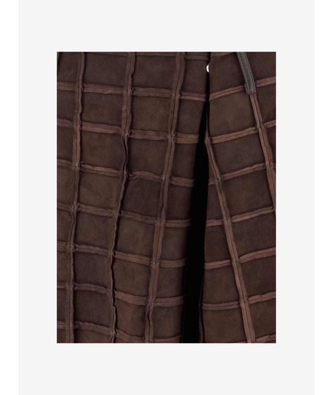 NICCOLO PASQUALETTI Коричневая кожаная юбка миди, фото 3