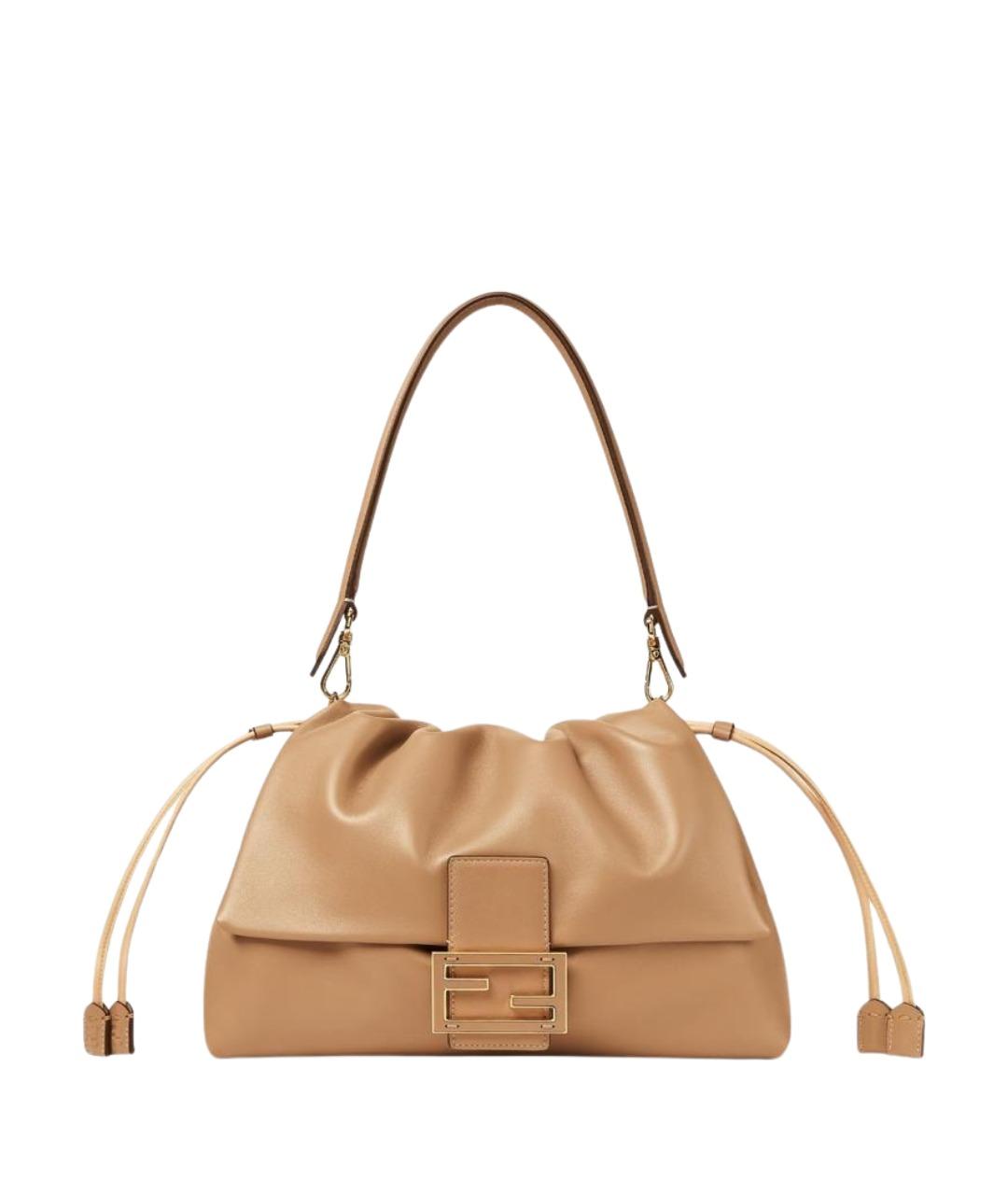 FENDI Бежевая кожаная сумка через плечо, фото 1