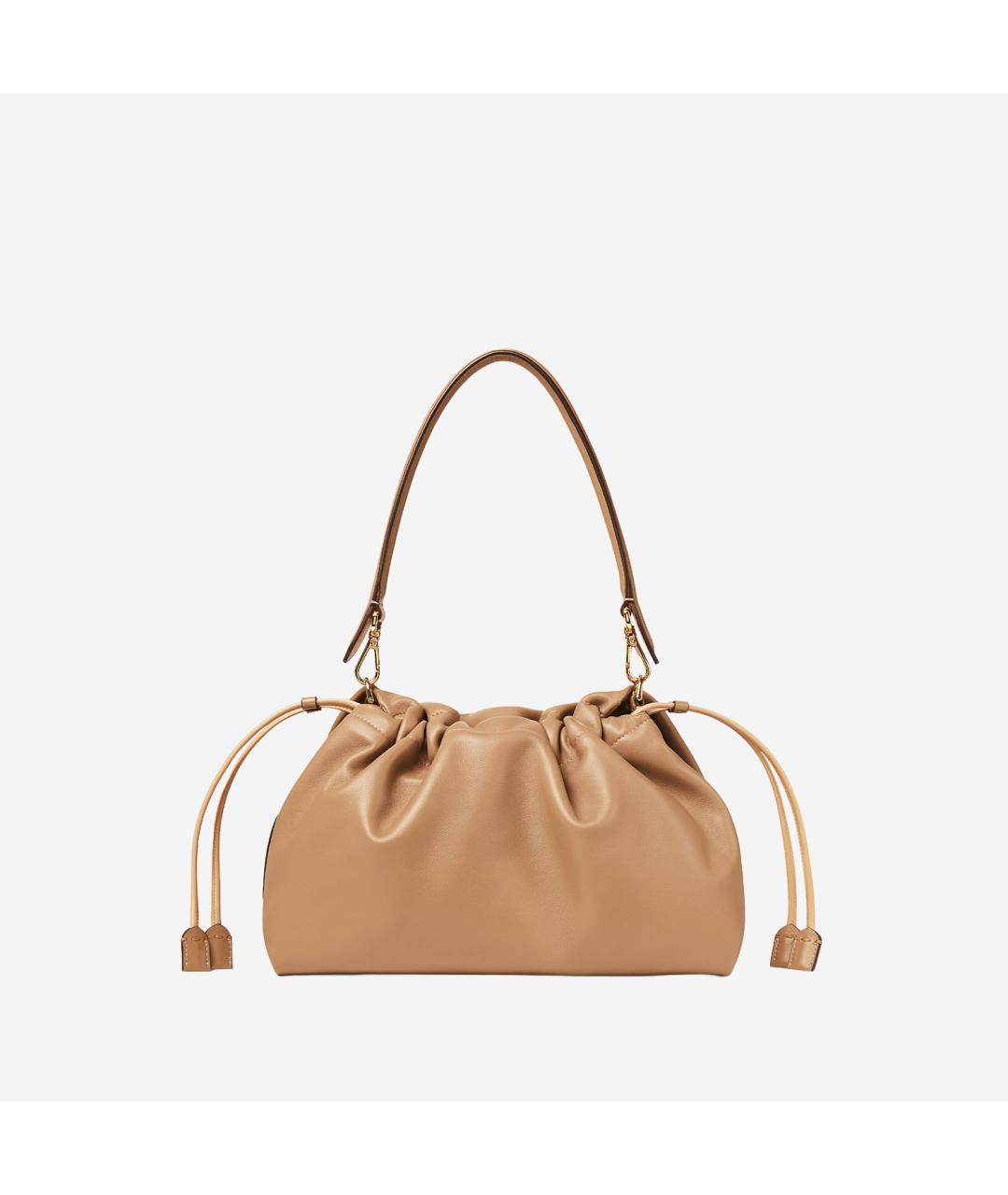 FENDI Бежевая кожаная сумка через плечо, фото 3