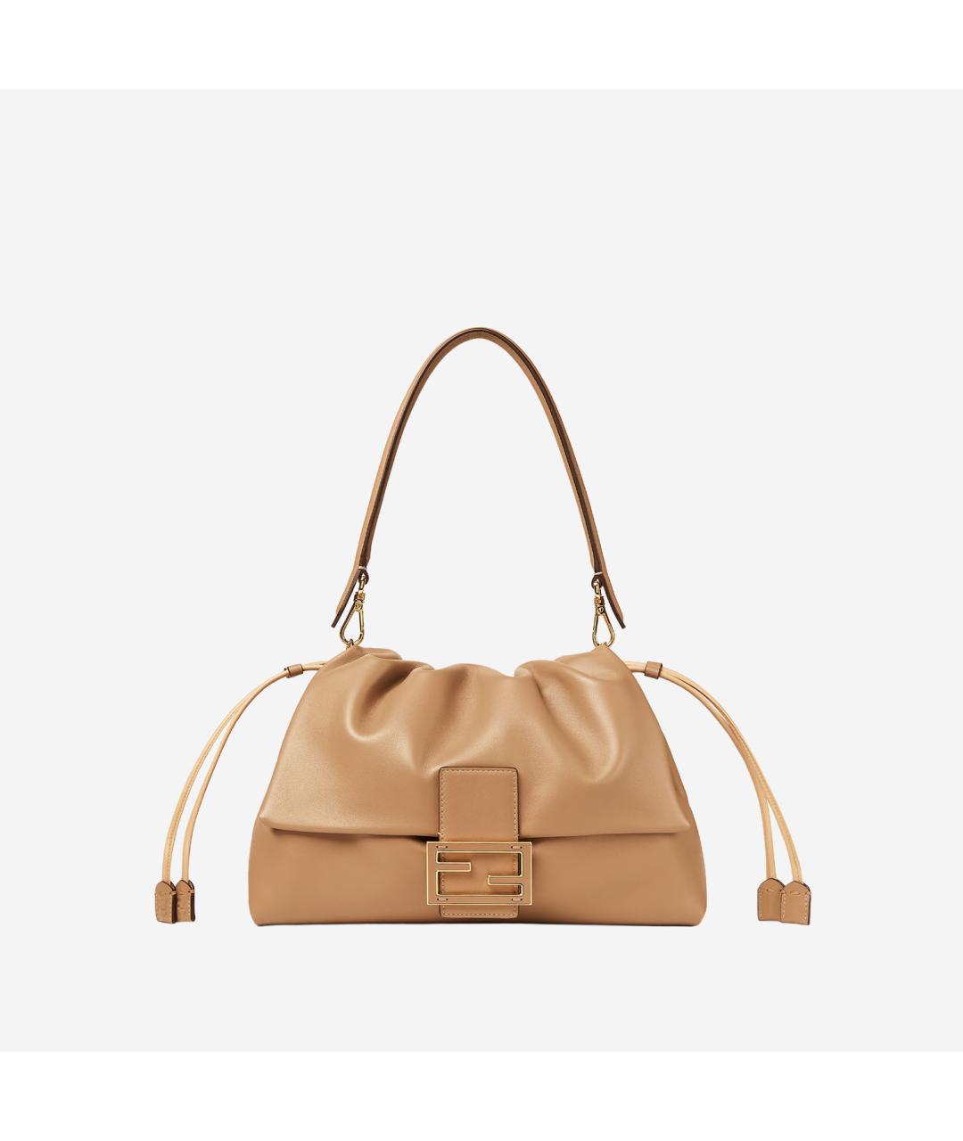 FENDI Бежевая кожаная сумка через плечо, фото 5