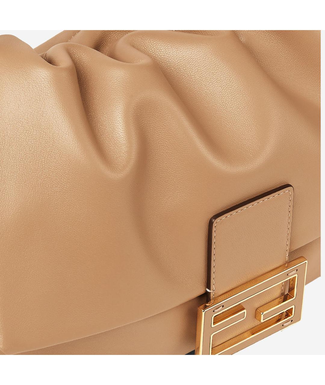 FENDI Бежевая кожаная сумка через плечо, фото 4