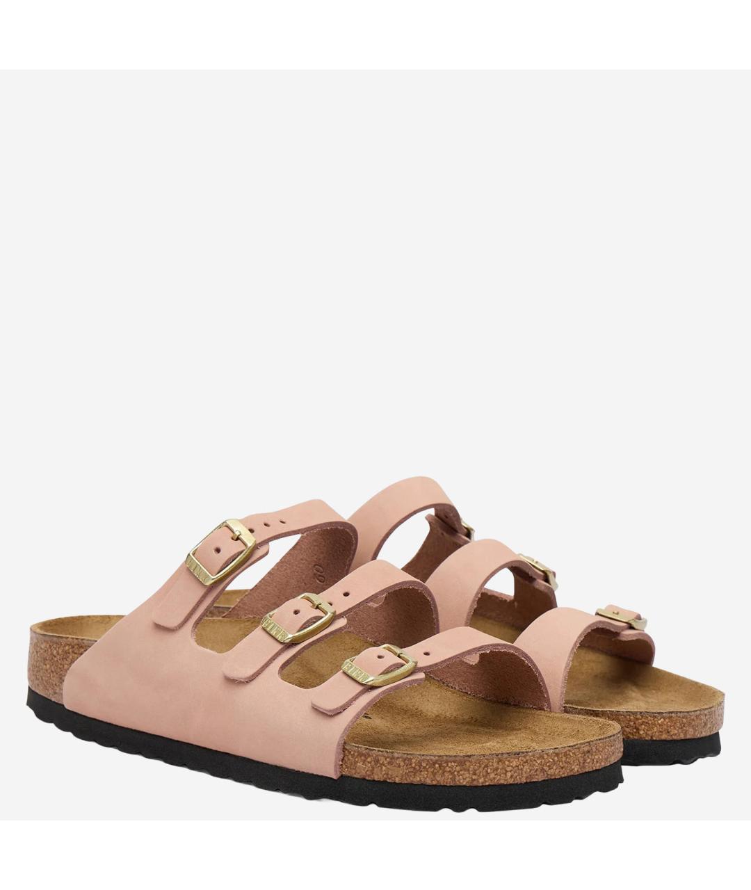 BIRKENSTOCK Розовые кожаные шлепанцы, фото 3