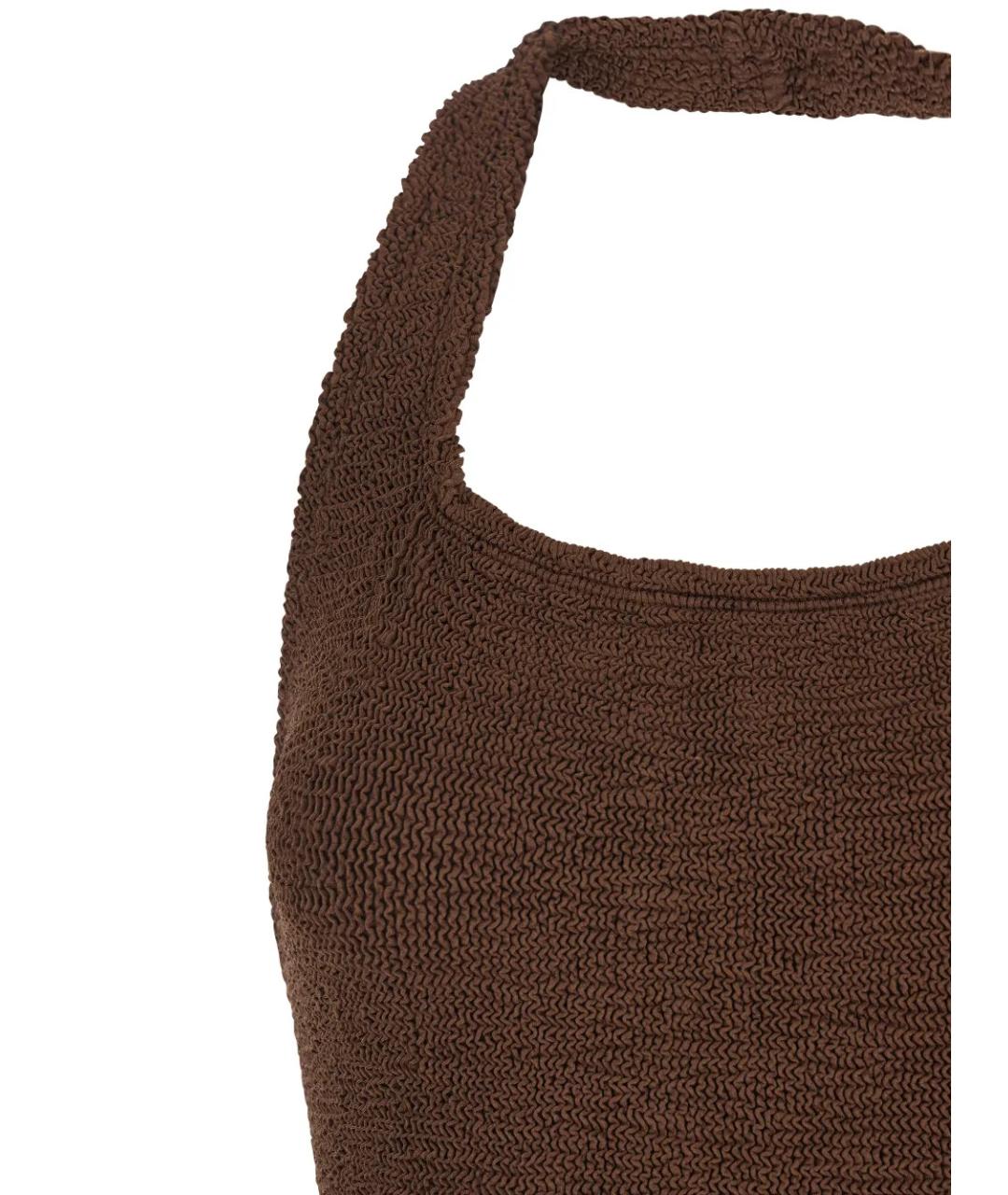 HUNZA G Коричневый полиамидовый купальник, фото 3